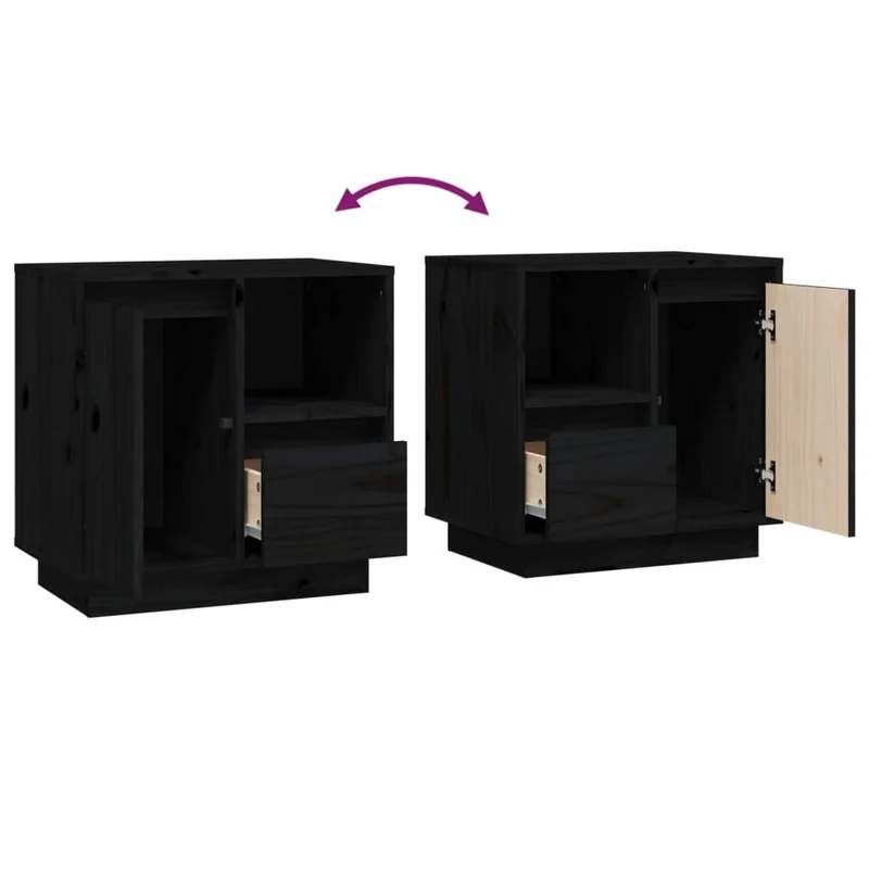 Lot de 2 tables de chevet avec tiroir et compartiment de rangement 50 x 34 x 50 cm bois de pin noir DEC035603