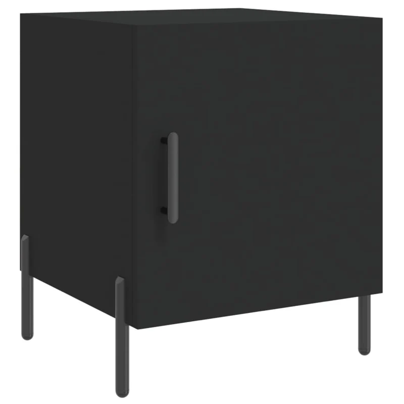 Lot de 2 tables de chevet avec compartiment avec porte 40 x 40 x 50 cm bois d’ingénierie noir et fer DEC035573