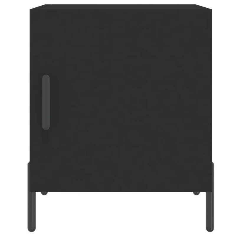 Lot de 2 tables de chevet avec compartiment avec porte 40 x 40 x 50 cm bois d’ingénierie noir et fer DEC035573