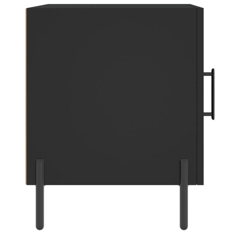 Lot de 2 tables de chevet avec compartiment avec porte 40 x 40 x 50 cm bois d’ingénierie noir et fer DEC035573