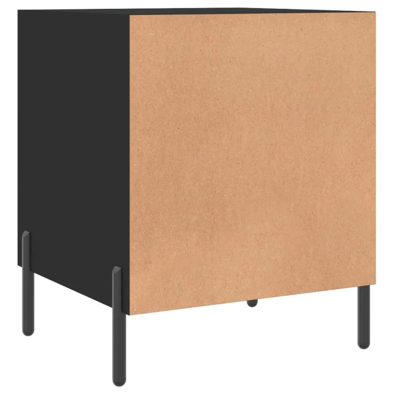 Lot de 2 tables de chevet avec compartiment avec porte 40 x 40 x 50 cm bois d’ingénierie noir et fer DEC035573