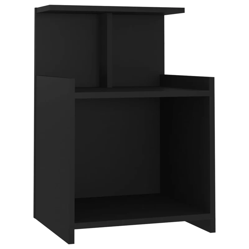 Lot de 2 tables de chevet avec étagère 40 x 35 x 60 cm aggloméré noir DEC035557