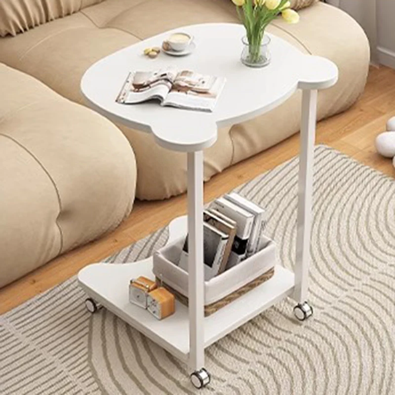 Contemporary Creative Removable C-Shape MDF Iron Frame End Table 2-Tiers For Living Room