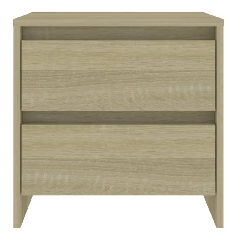 Table de chevet avec deux tiroirs 45 x 34,5 x 44,5 cm bois d’ingénierie culeur chêne DEC033880