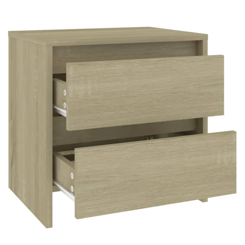 Table de chevet avec deux tiroirs 45 x 34,5 x 44,5 cm bois d’ingénierie culeur chêne DEC033880