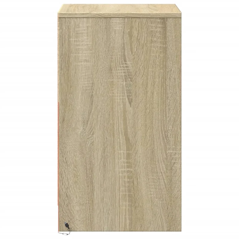 Table de chevet avec lumières LED 38 x 34 x 61 cm bois d'ingénierie couleur chêne DEC032776