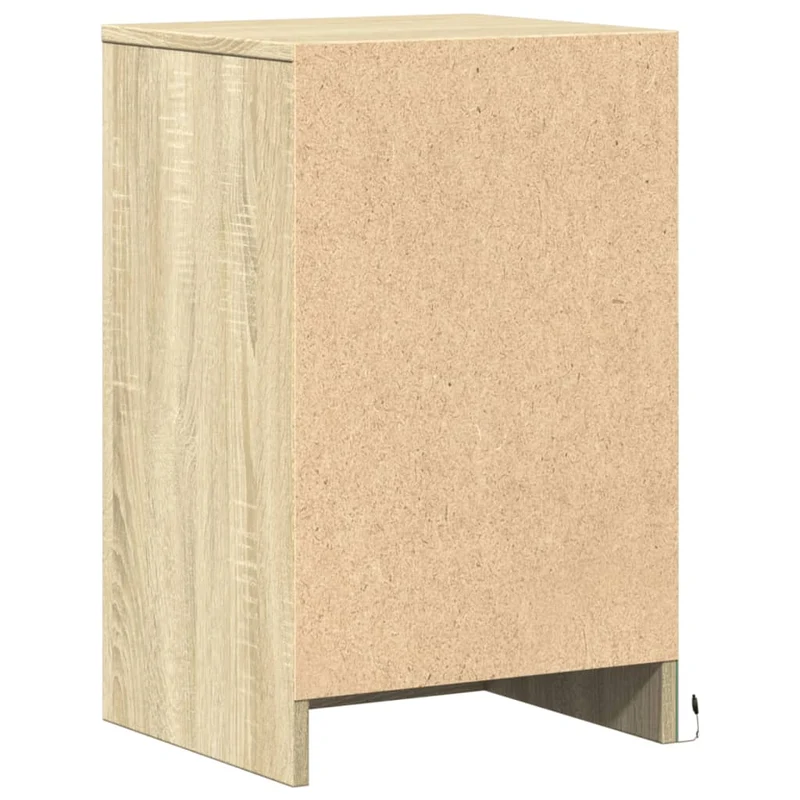 Table de chevet avec lumières LED 38 x 34 x 61 cm bois d'ingénierie couleur chêne DEC032776