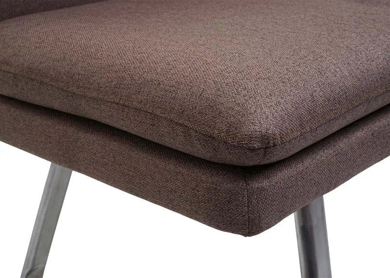 Banc canapé de salle à manger banquette rembourrée avec dossier en tissu marron et acier inoxydable brossé longueur 160 cm 04_0005851