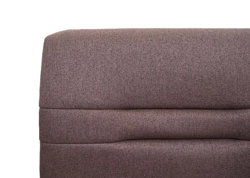 Banc de salle à manger banquette rembourrée avec dossier en tissu marron et acier inoxydable brossé longueur 180 cm 04_0005852
