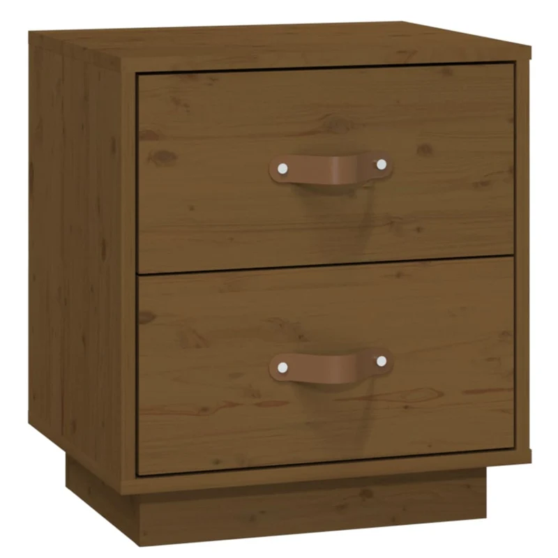 Lot de 2 tables de chevet avec deux tiroirs 40 x 34 x 45 cm bois pin marron miel DEC036221