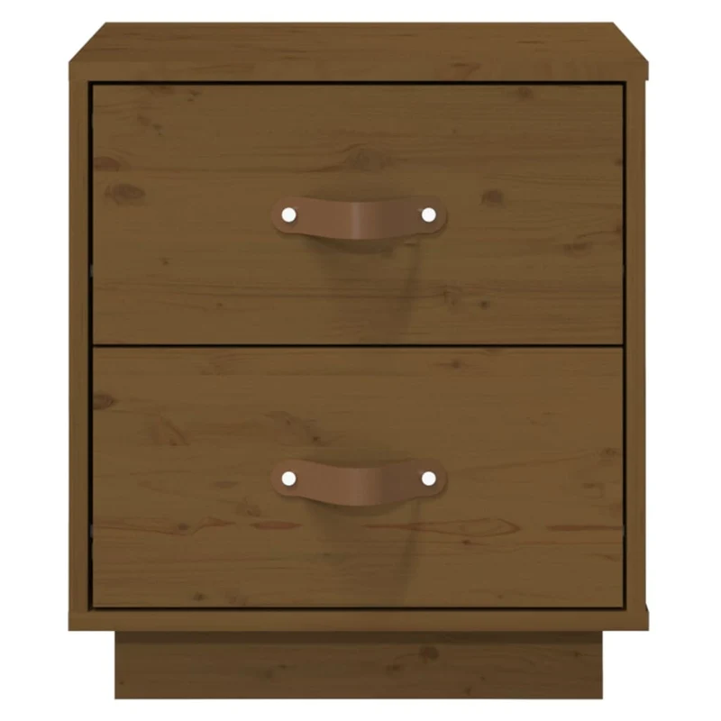 Lot de 2 tables de chevet avec deux tiroirs 40 x 34 x 45 cm bois pin marron miel DEC036221