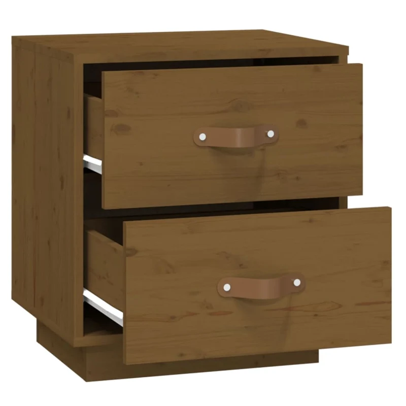 Lot de 2 tables de chevet avec deux tiroirs 40 x 34 x 45 cm bois pin marron miel DEC036221