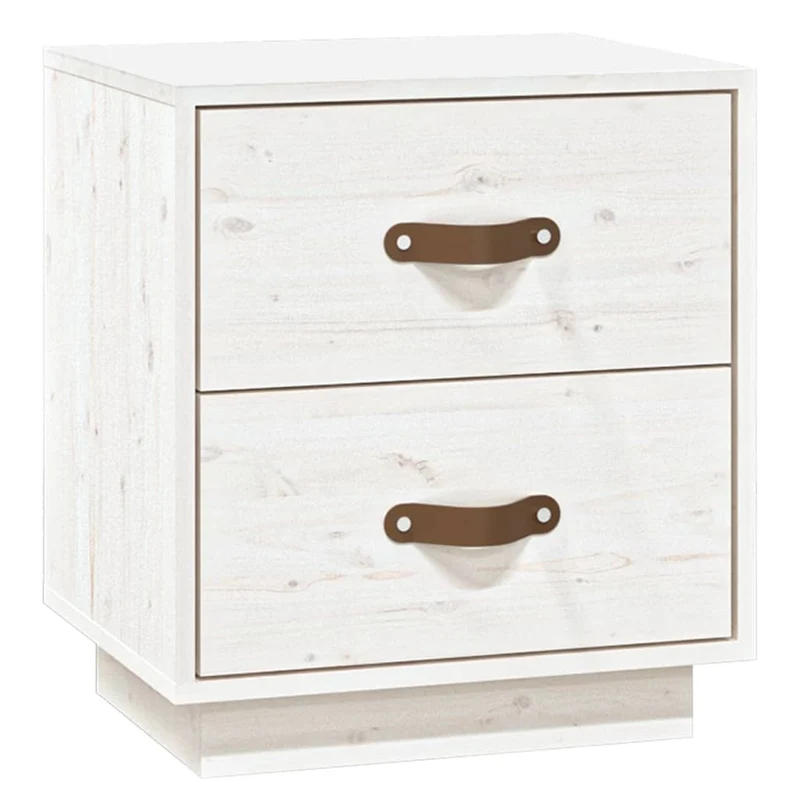 Lot de 2 tables de chevet avec deux tiroirs 40 x 34 x 45 cm bois de pin blanc DEC036216