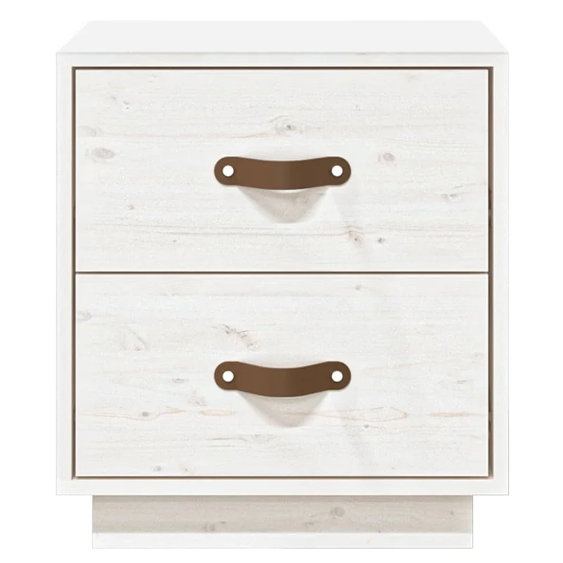Lot de 2 tables de chevet avec deux tiroirs 40 x 34 x 45 cm bois de pin blanc DEC036216