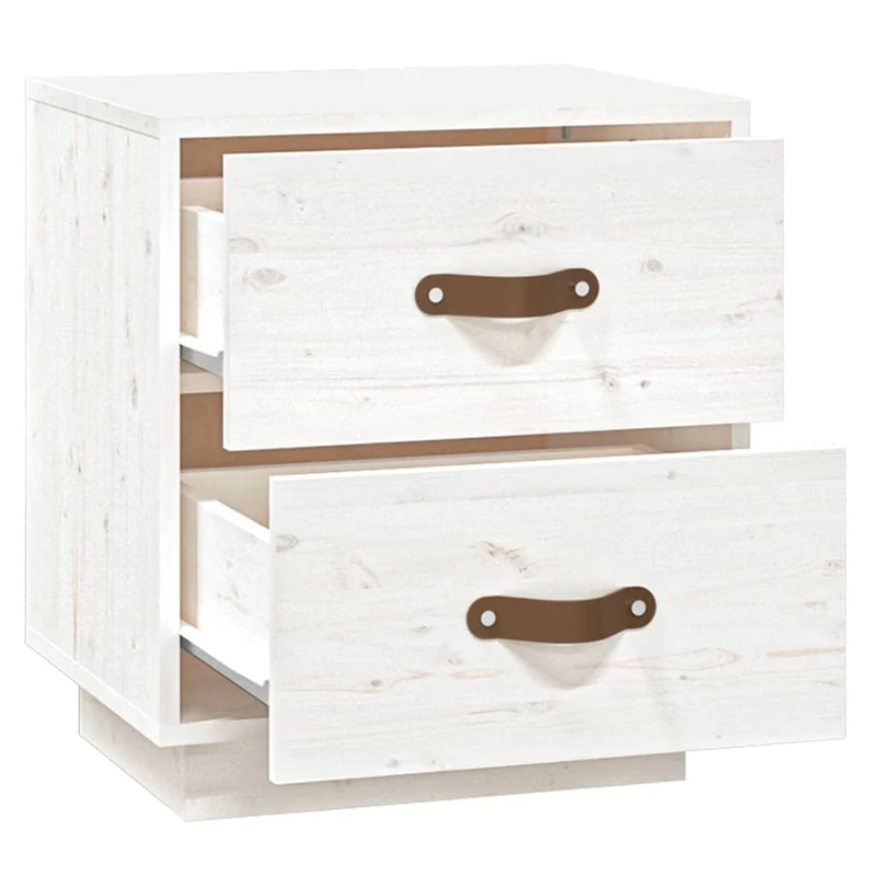 Lot de 2 tables de chevet avec deux tiroirs 40 x 34 x 45 cm bois de pin blanc DEC036216
