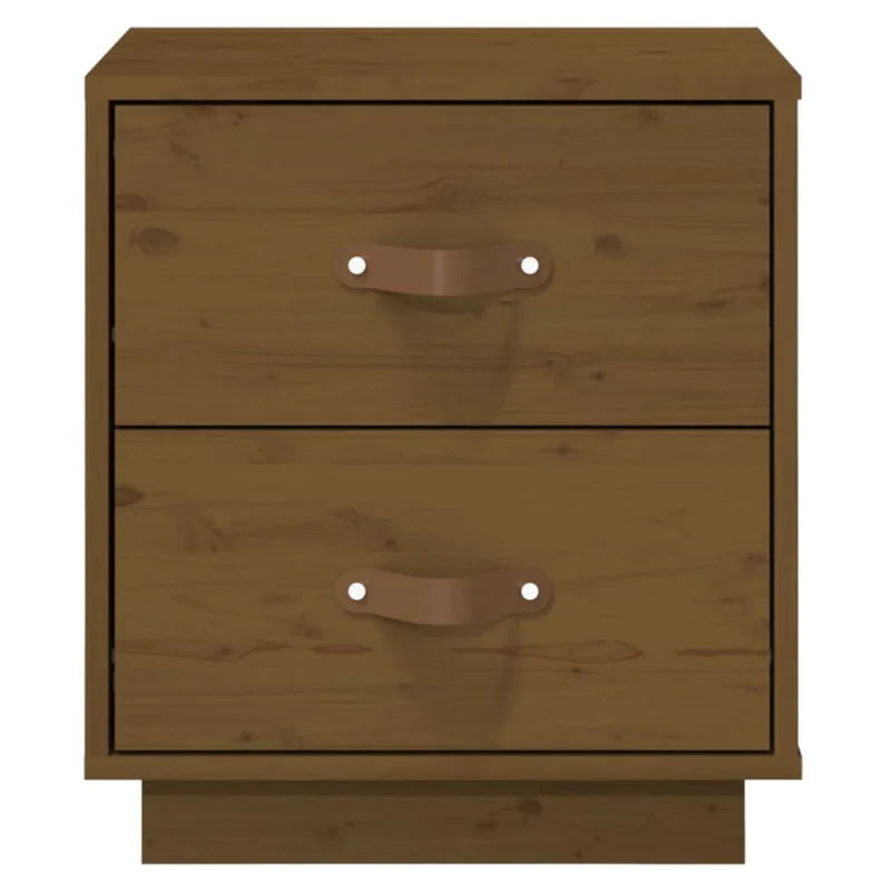 Table de chevet avec deux tiroirs 40 x 34 x 45 cm bois de pin couleur marron miel DEC036213