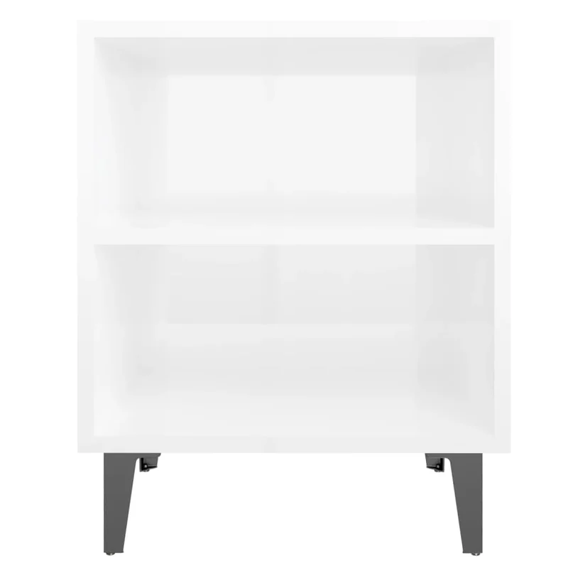 Lot de 2 tables de chevet avec compartiment étagères 40 x 30 x 50cm bois d'ingénierie blanc et métal DEC036189