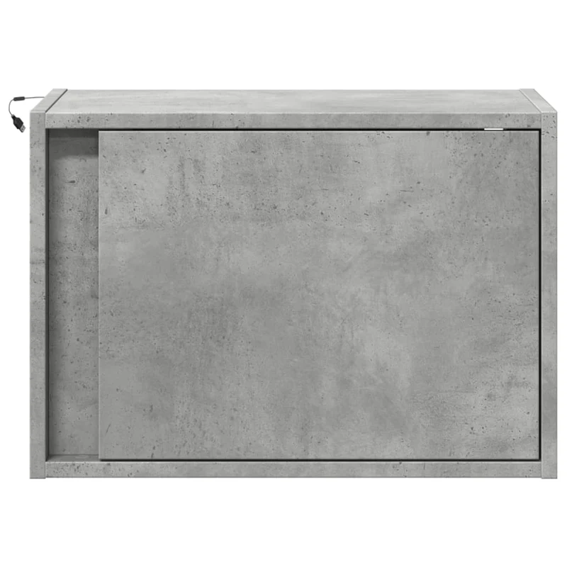 Lot de 2 tables de chevet murales avec lumières LED et compartiment avec porte en bois d'ingénierie gris DEC036157