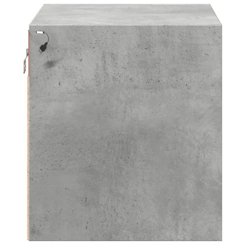 Lot de 2 tables de chevet murales avec lumières LED et compartiment avec porte en bois d'ingénierie gris DEC036157