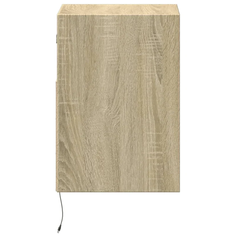 Lot de 2 tables de chevet murales avec lumières LED bois d'ingénierie couleur chêne DEC036148
