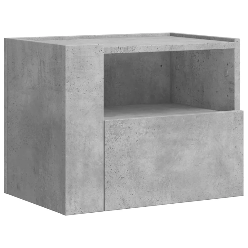 Lot de 2 tables de chevet murales avec tiroir et compartiment ouvert 45 x 30 x 35 cm bois d'ingénierie gris DEC036086