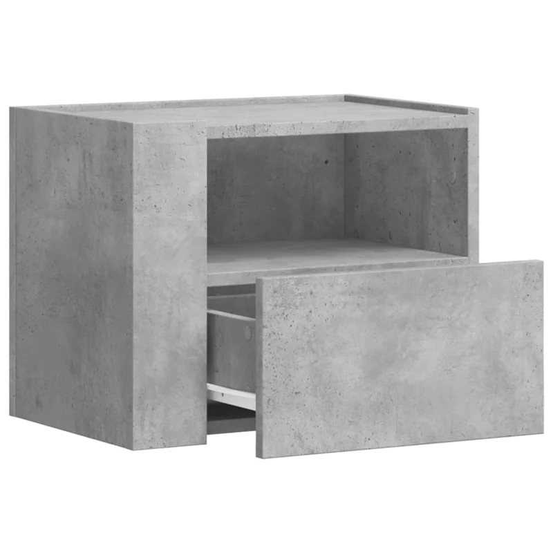 Lot de 2 tables de chevet murales avec tiroir et compartiment ouvert 45 x 30 x 35 cm bois d'ingénierie gris DEC036086