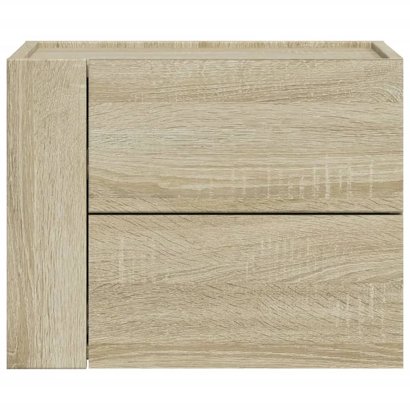 Lot de 2 tables de chevet murales avec deux tiroirs 45 x 30 x 35 cm bois d'ingénierie couleur chêne DEC036073