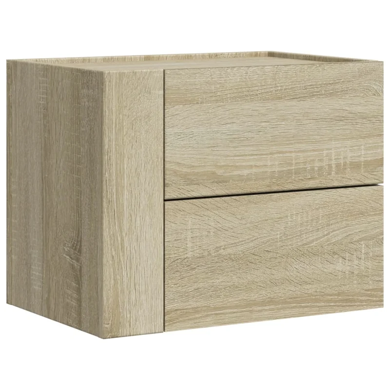 Lot de 2 tables de chevet murales avec deux tiroirs 45 x 30 x 35 cm bois d'ingénierie couleur chêne DEC036073