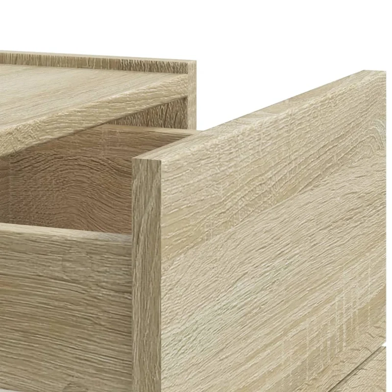 Lot de 2 tables de chevet murales avec deux tiroirs 45 x 30 x 35 cm bois d'ingénierie couleur chêne DEC036073