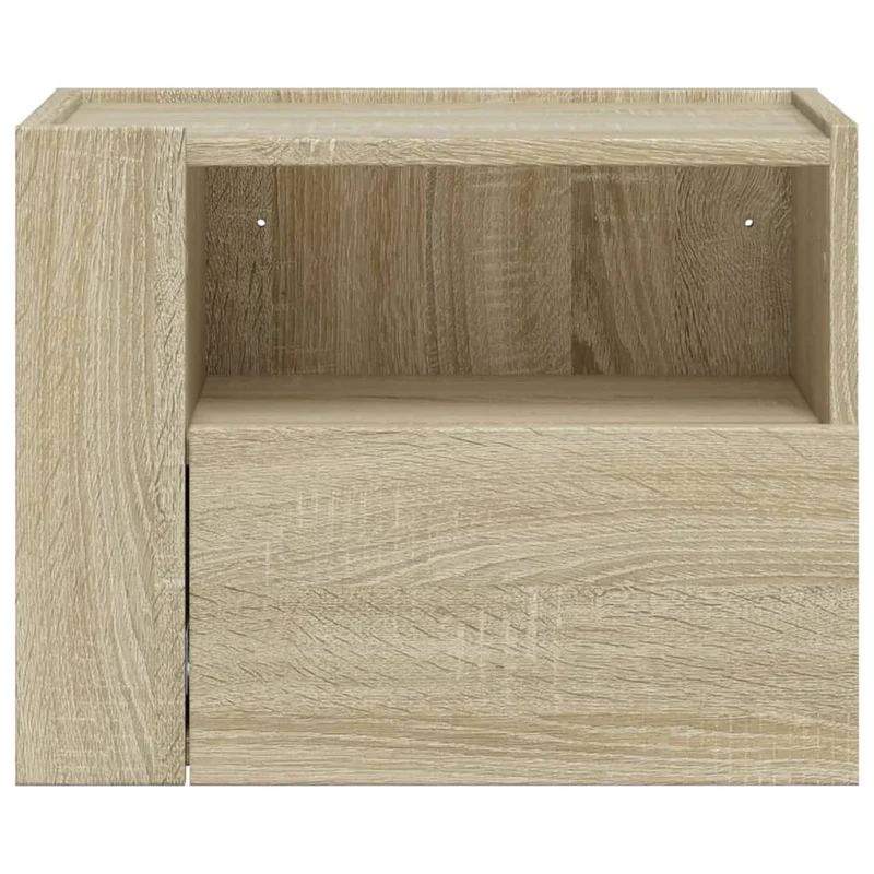 Lot de 2 tables de chevet murales avec tiroir et compartiment ouvert 45 x 30 x 35 cm bois d'ingénierie couleur chêne DEC036072