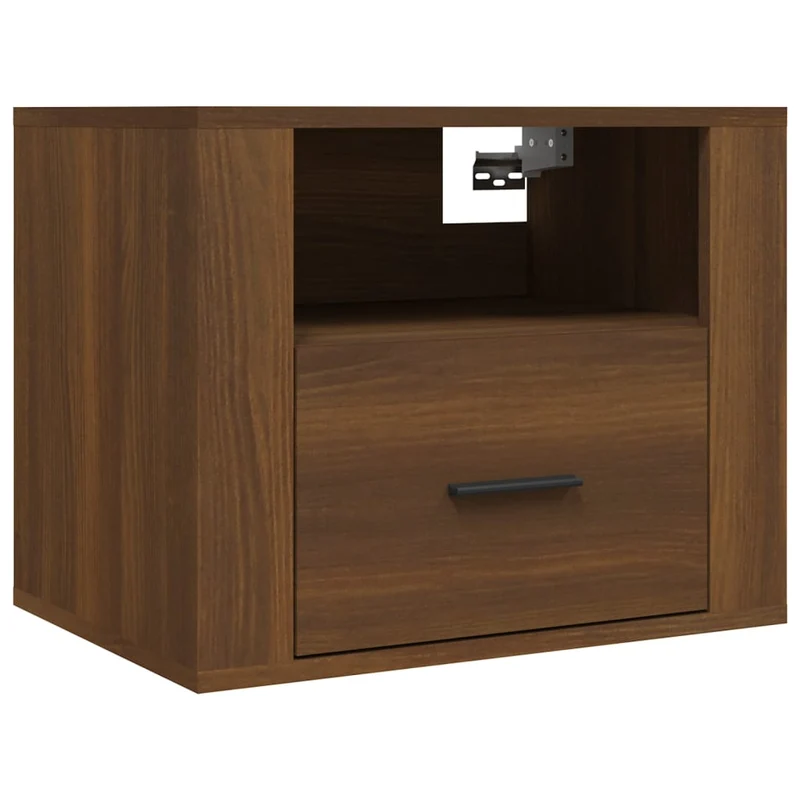 Lot de 2 tables de chevet murales avec tiroir et compartiment ouvert 50 x 36 x 40 cm bois d'ingénierie marron DEC036064