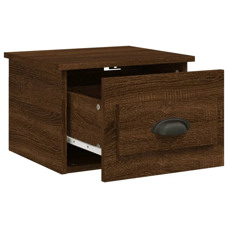 Lot de 2 tables de chevet murales avec tiroir 41,5 x 36 x 28 cm bois d'ingénierie marron DEC036058