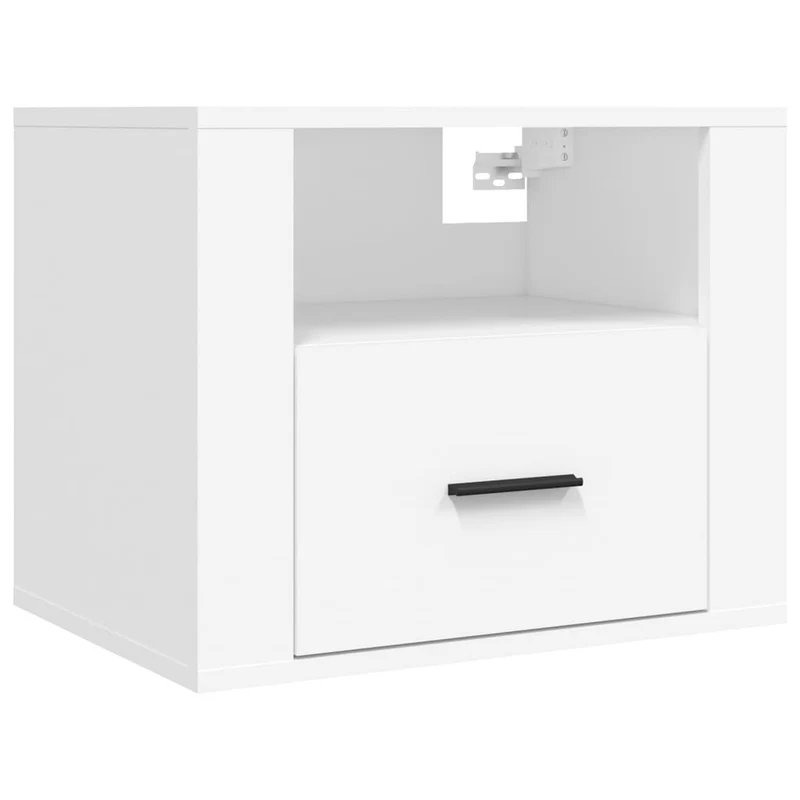 Lot de 2 tables de chevet murales avec tiroir et compartiment ouvert 50 x 36 x 40 cm bois d'ingénierie blanc DEC036026