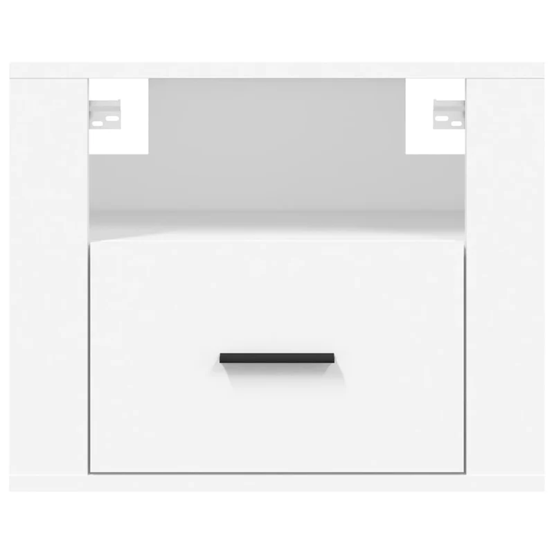 Lot de 2 tables de chevet murales avec tiroir et compartiment ouvert 50 x 36 x 40 cm bois d'ingénierie blanc DEC036026