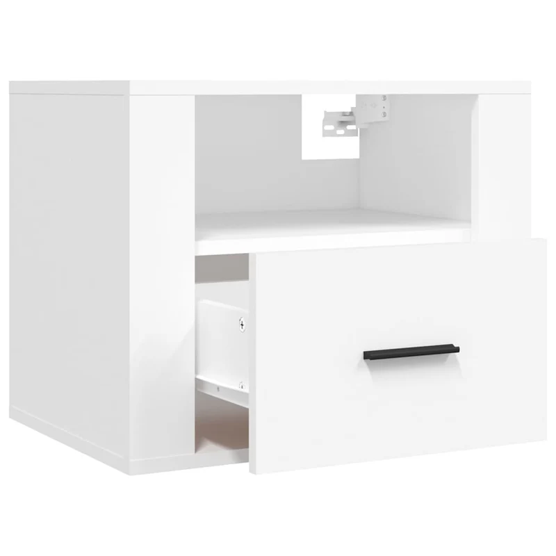 Lot de 2 tables de chevet murales avec tiroir et compartiment ouvert 50 x 36 x 40 cm bois d'ingénierie blanc DEC036026