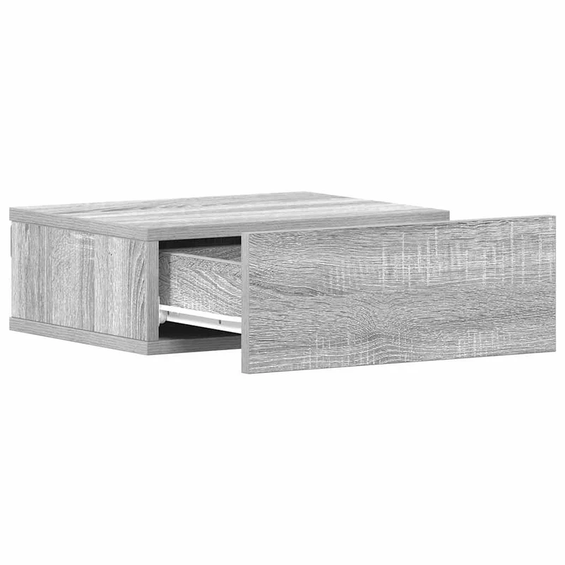 Lot de 2 tables de chevet murales avec tiroir 40 x 30 x 15 cm bois d'ingénierie gris DEC036000