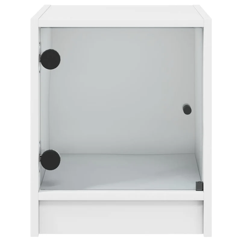 Lot de 2 tables de chevet avec portes vitrée 35 x 37 x 42 cm bois d'ingénierie blanc DEC035960