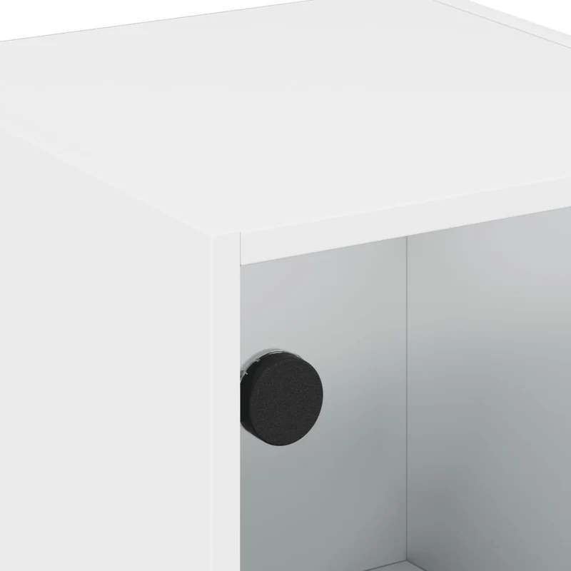 Lot de 2 tables de chevet avec portes vitrée 35 x 37 x 42 cm bois d'ingénierie blanc DEC035960