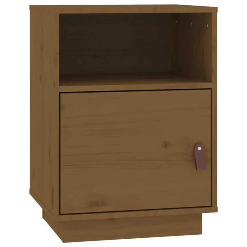 Lot de 2 tables de chevet avec compartiment de rangement 40 x 34 x 55cm bois de pin marron miel DEC035922