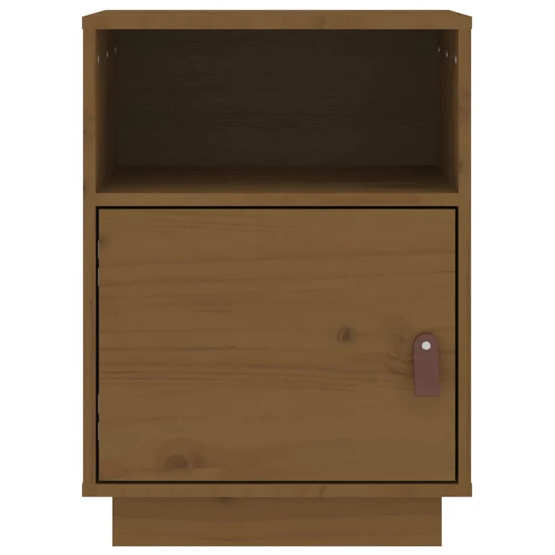 Lot de 2 tables de chevet avec compartiment de rangement 40 x 34 x 55cm bois de pin marron miel DEC035922