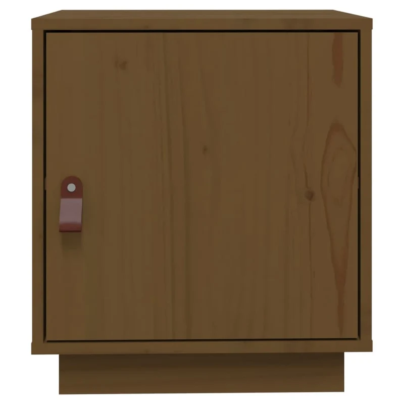 Lot de 2 tables de chevet avec compartiment avec porte 40 x 34 x 45cm bois de pin couleur marron miel DEC035921