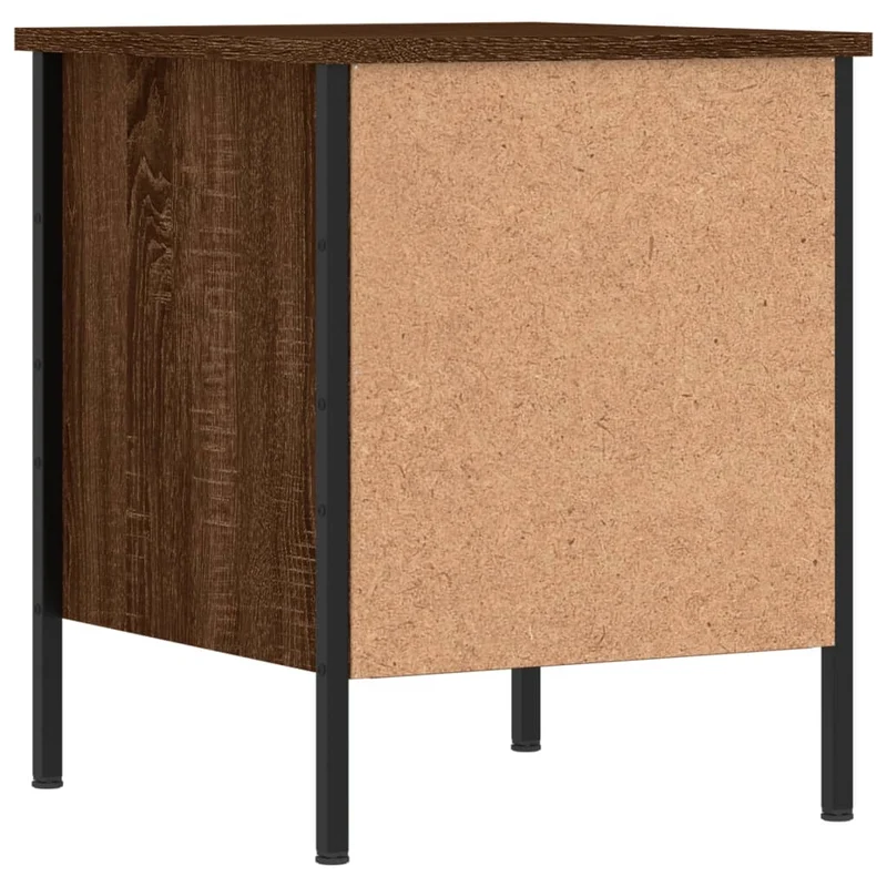 Lot de 2 tables de chevet avec deux tiroirs 40 x 42 x 50cm bois d'ingénierie marron et fer DEC035857