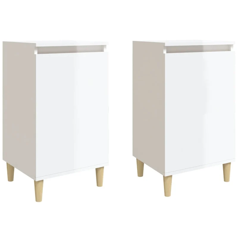 Lot de 2 tables de chevet avec compartiment de rangement 40 x 35 x 70cm bois ingénierie blanc DEC035795