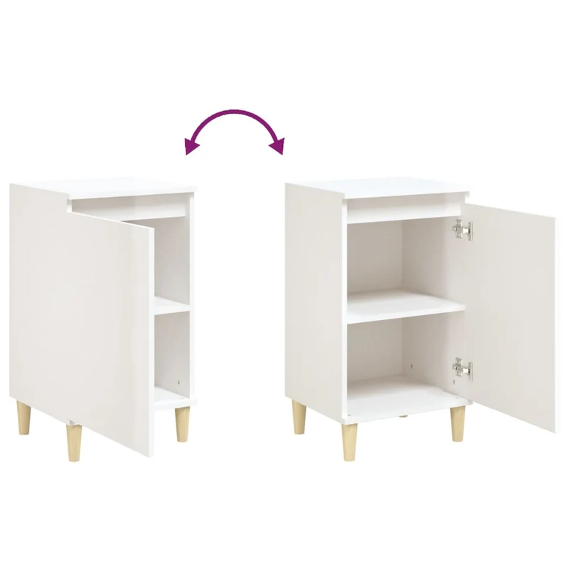 Lot de 2 tables de chevet avec compartiment de rangement 40 x 35 x 70cm bois ingénierie blanc DEC035795