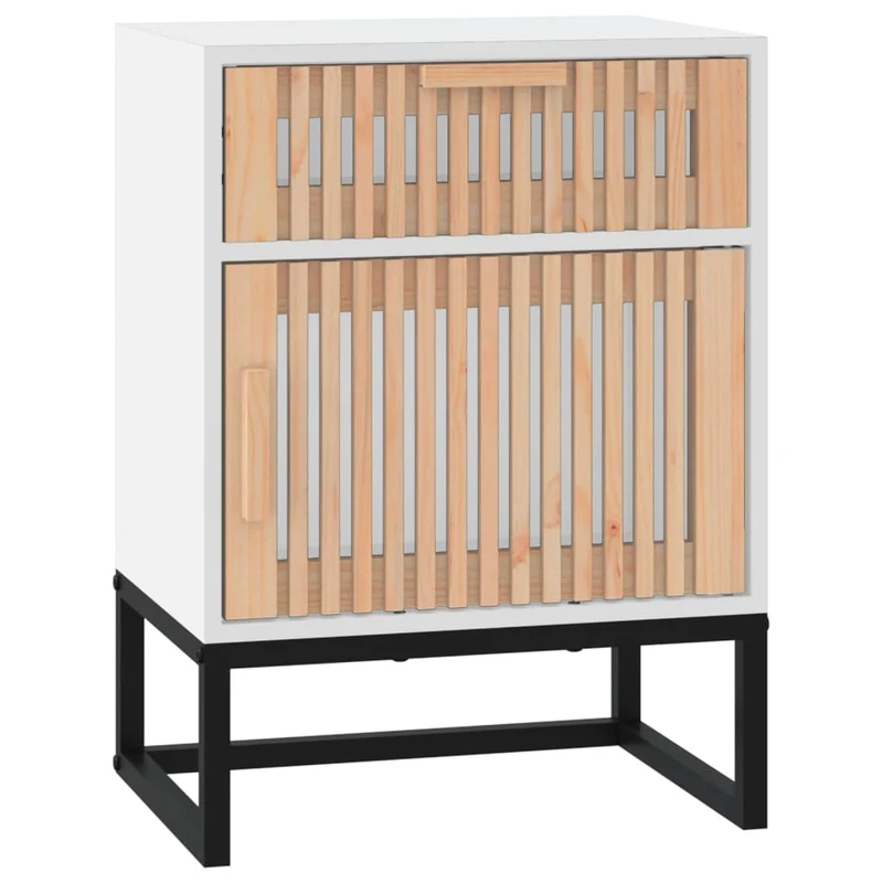 Lot de 2 tables de chevet avec tiroir et compartiment avec porte 40 x 30 x 55,5cm bois ingénierie et fer DEC035780