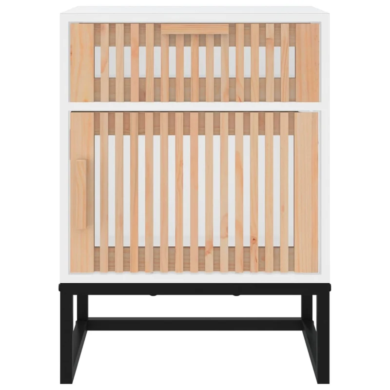 Lot de 2 tables de chevet avec tiroir et compartiment avec porte 40 x 30 x 55,5cm bois ingénierie et fer DEC035780