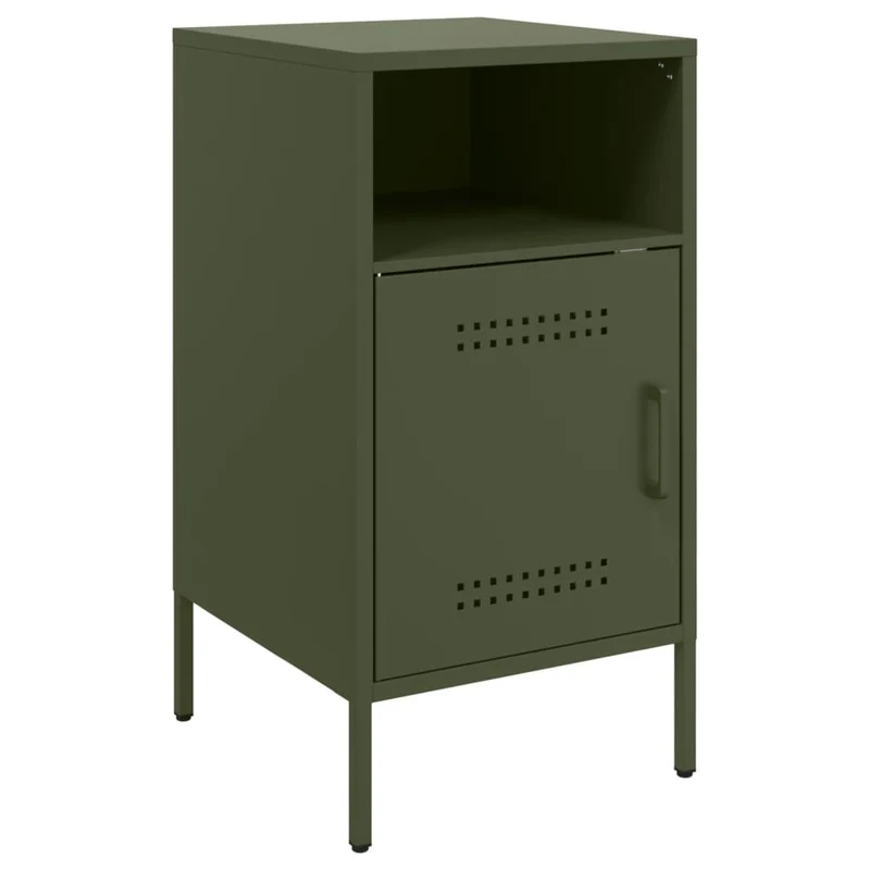 Lot de 2 tables de chevet avec compartiment avec porte 36 x 39 x 68 cm acier vert DEC035772