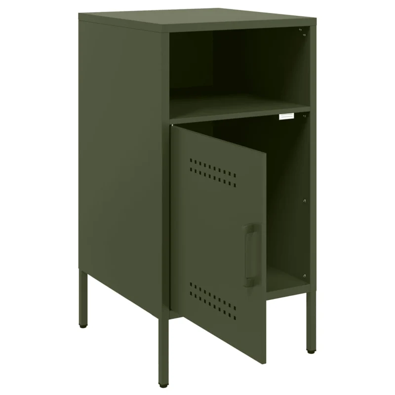Lot de 2 tables de chevet avec compartiment avec porte 36 x 39 x 68 cm acier vert DEC035772