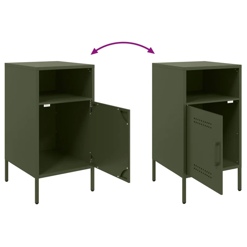 Lot de 2 tables de chevet avec compartiment avec porte 36 x 39 x 68 cm acier vert DEC035772