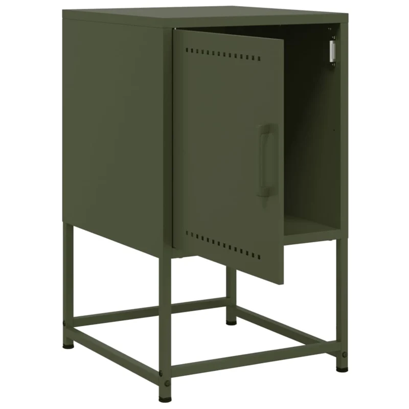 Lot de 2 tables de chevet avec compartiment avec porte 36 x 39 x 60,5 cm acier vert DEC035769